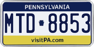 PA license plate MTD8853