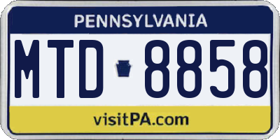 PA license plate MTD8858