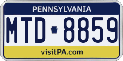 PA license plate MTD8859
