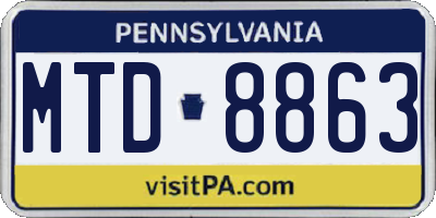 PA license plate MTD8863