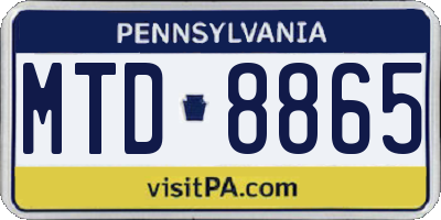 PA license plate MTD8865