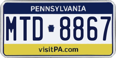 PA license plate MTD8867