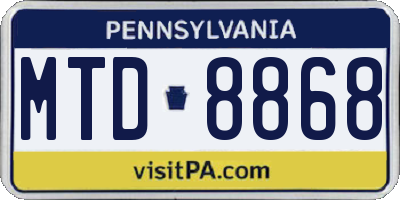 PA license plate MTD8868