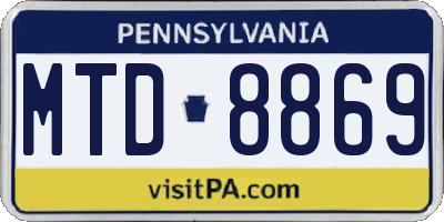PA license plate MTD8869