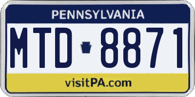 PA license plate MTD8871