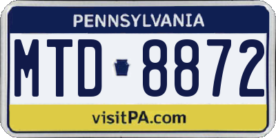 PA license plate MTD8872