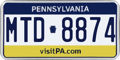 PA license plate MTD8874