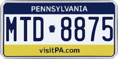 PA license plate MTD8875