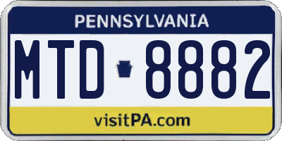 PA license plate MTD8882