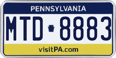 PA license plate MTD8883