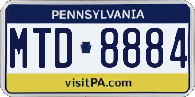 PA license plate MTD8884