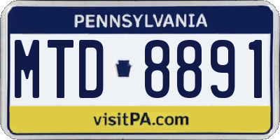 PA license plate MTD8891
