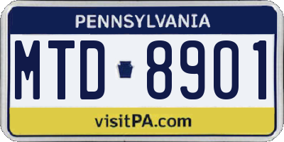 PA license plate MTD8901