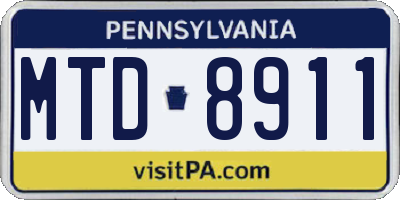 PA license plate MTD8911