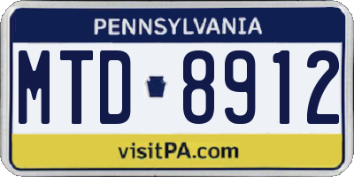 PA license plate MTD8912