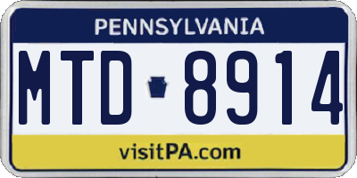 PA license plate MTD8914