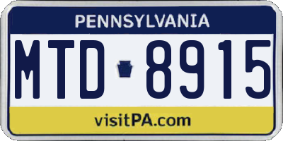 PA license plate MTD8915