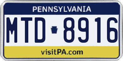 PA license plate MTD8916