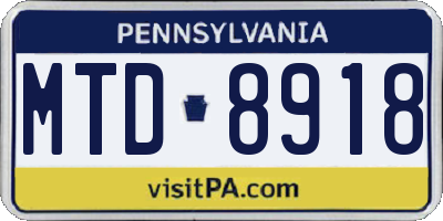 PA license plate MTD8918