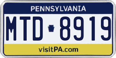 PA license plate MTD8919