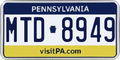 PA license plate MTD8949