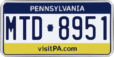 PA license plate MTD8951