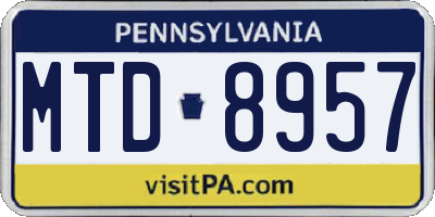 PA license plate MTD8957