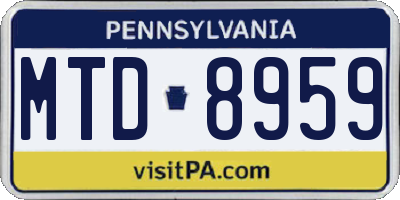 PA license plate MTD8959