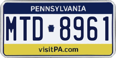 PA license plate MTD8961