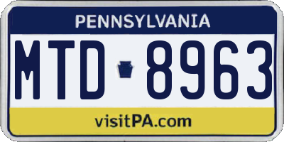 PA license plate MTD8963