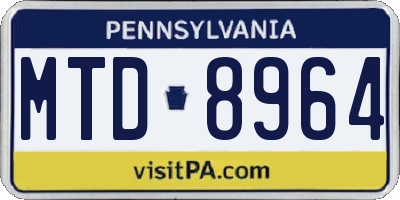 PA license plate MTD8964