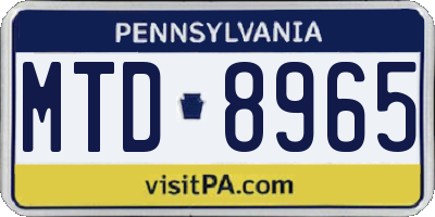 PA license plate MTD8965