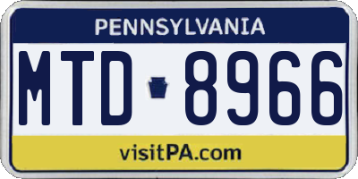 PA license plate MTD8966