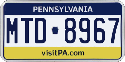 PA license plate MTD8967