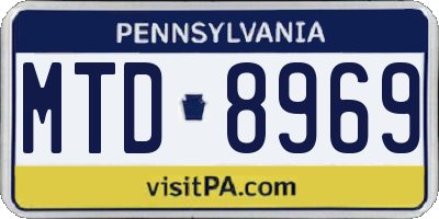 PA license plate MTD8969