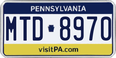 PA license plate MTD8970
