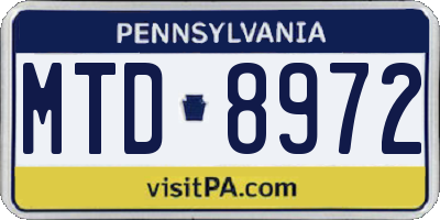 PA license plate MTD8972