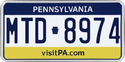 PA license plate MTD8974