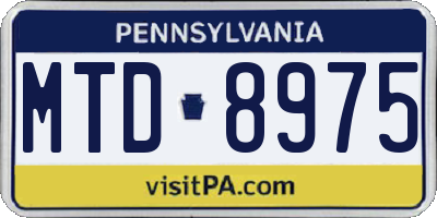 PA license plate MTD8975