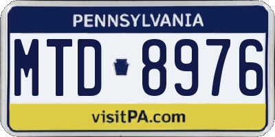 PA license plate MTD8976