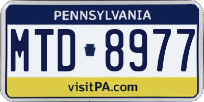 PA license plate MTD8977