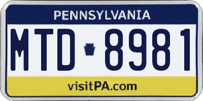 PA license plate MTD8981