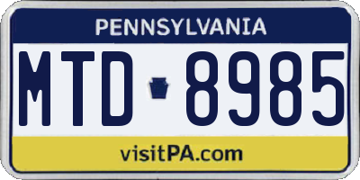 PA license plate MTD8985