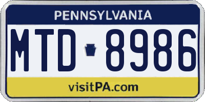 PA license plate MTD8986
