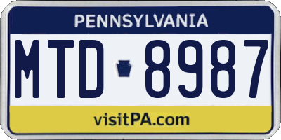 PA license plate MTD8987
