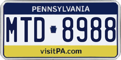 PA license plate MTD8988