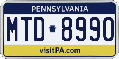PA license plate MTD8990