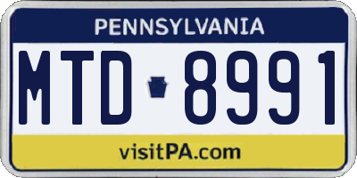 PA license plate MTD8991