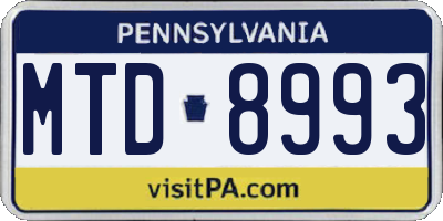 PA license plate MTD8993