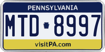 PA license plate MTD8997
